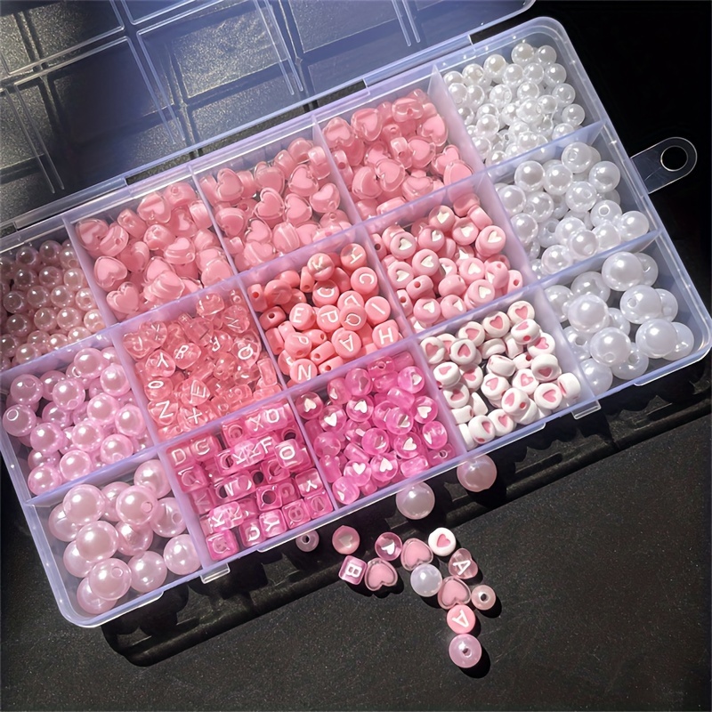 Jewelry Making Kit For Beginners - Caja de Alfabeto Rosa de 10
