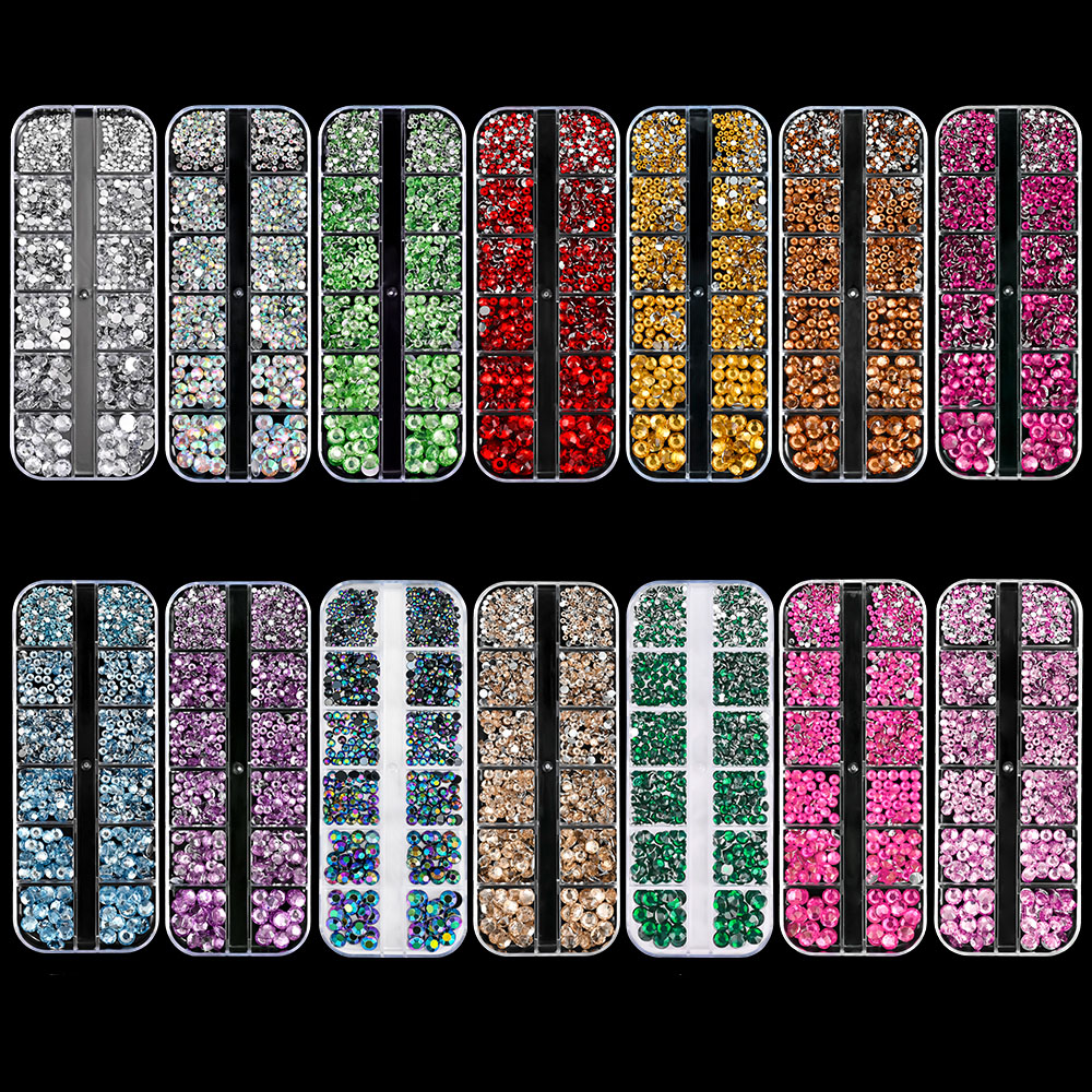 Crystal Bead Mix - 12 rejillas de colores mezclados, diamantes