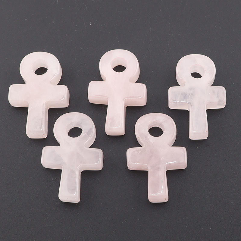 Jewelry Making Michaels - Colgante Cruz Ankh de Cuarzo Rosa,