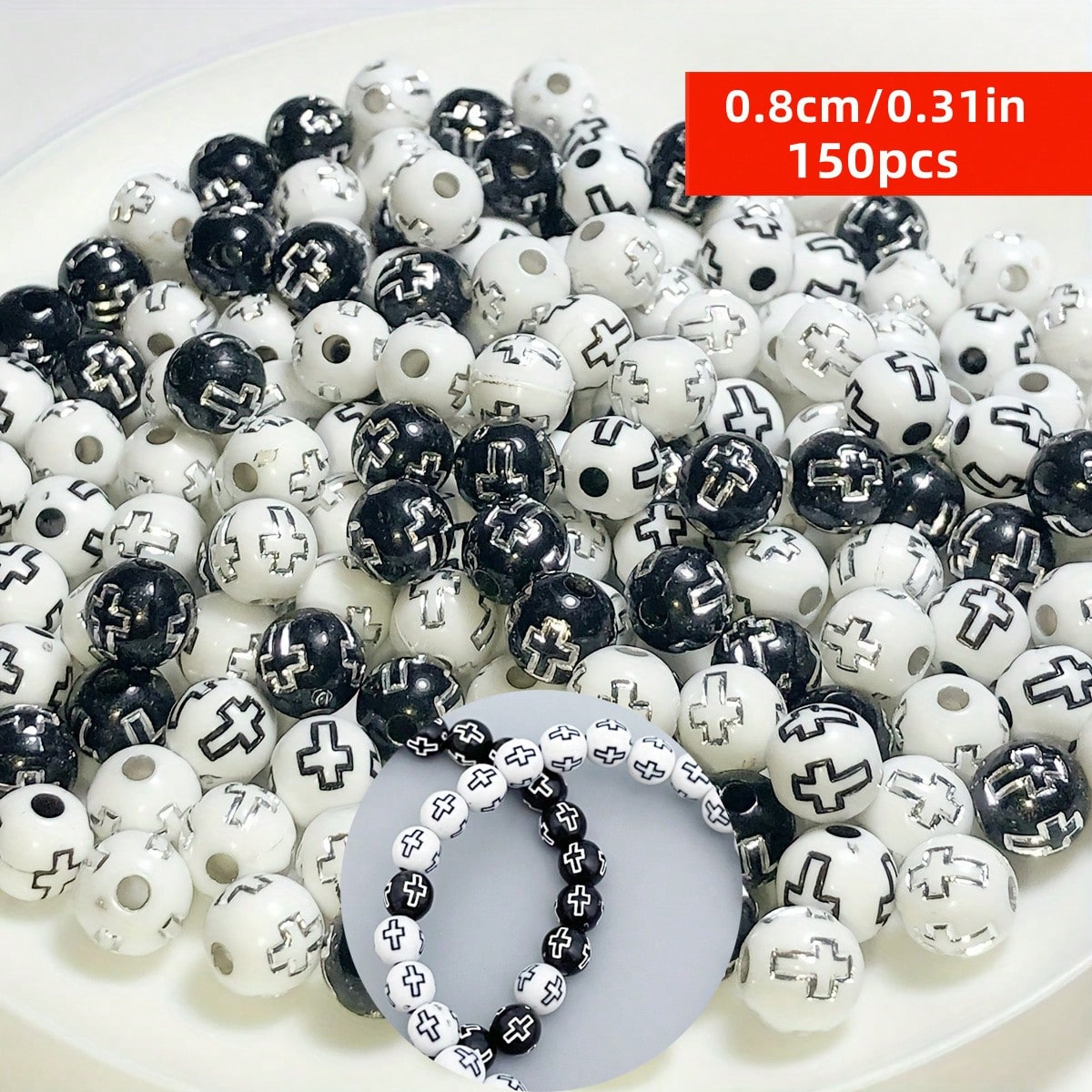 Cuentas Cruzadas Blancas y Neg - Jewelry Making Business reseña y precio